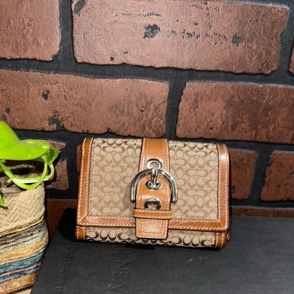 Coach Handbags - Coach Brown Signature Soho Compact Bifold Wallet